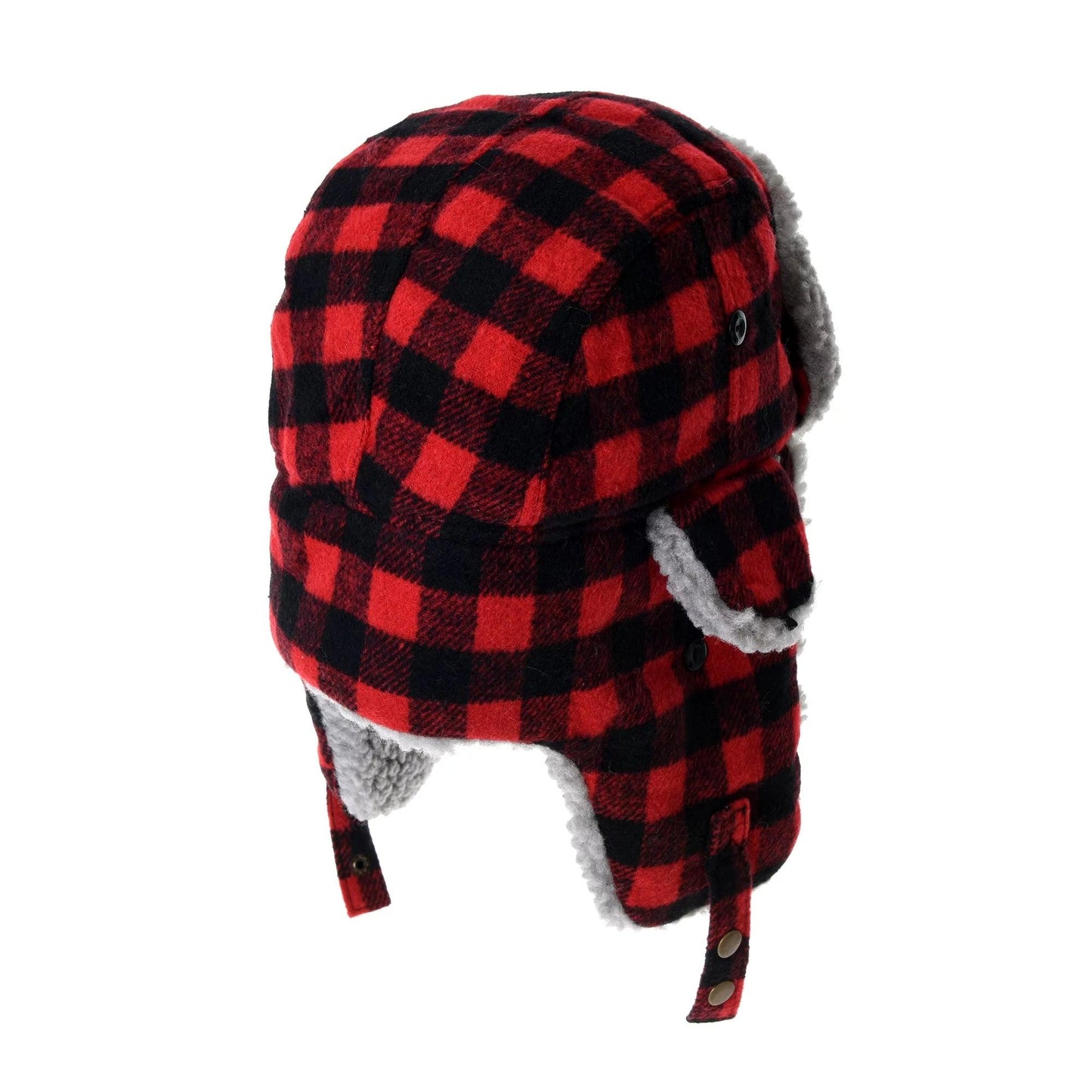 Super Cozy Checkered Red And Black Hat With Ear Flaps - Cozy Collective LB
