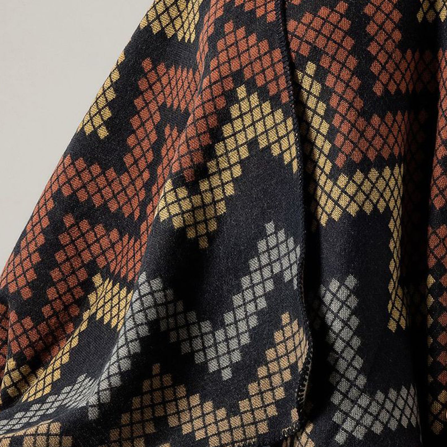 Midnight Ember Geometric Knit Poncho