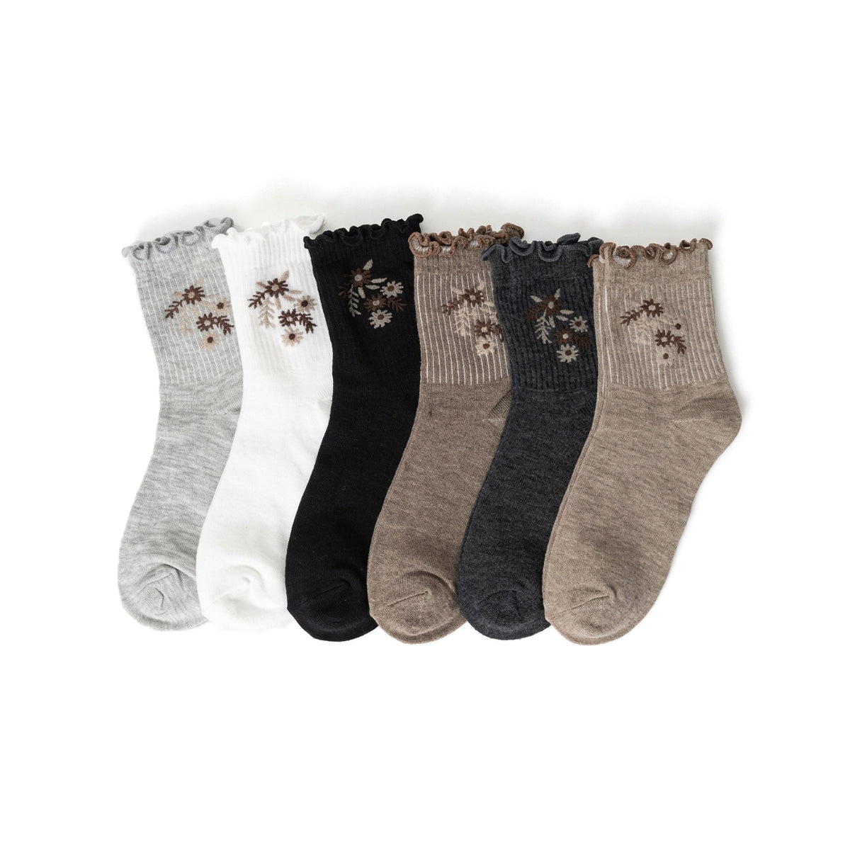 33-37EU | 6 Pairs Floral print Socks Set For Women