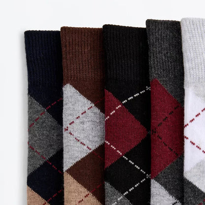 39-44 EU | Pack of 5 long diamond-print socks