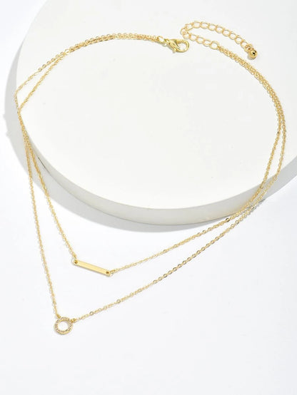 Layered Bar & Circle Necklace - Minimalist & Chic