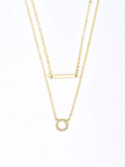 Layered Bar & Circle Necklace - Minimalist & Chic