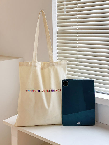 “Enjoy the Little Things” Cotton Tote Bag – Minimalist & Eco-Friendly