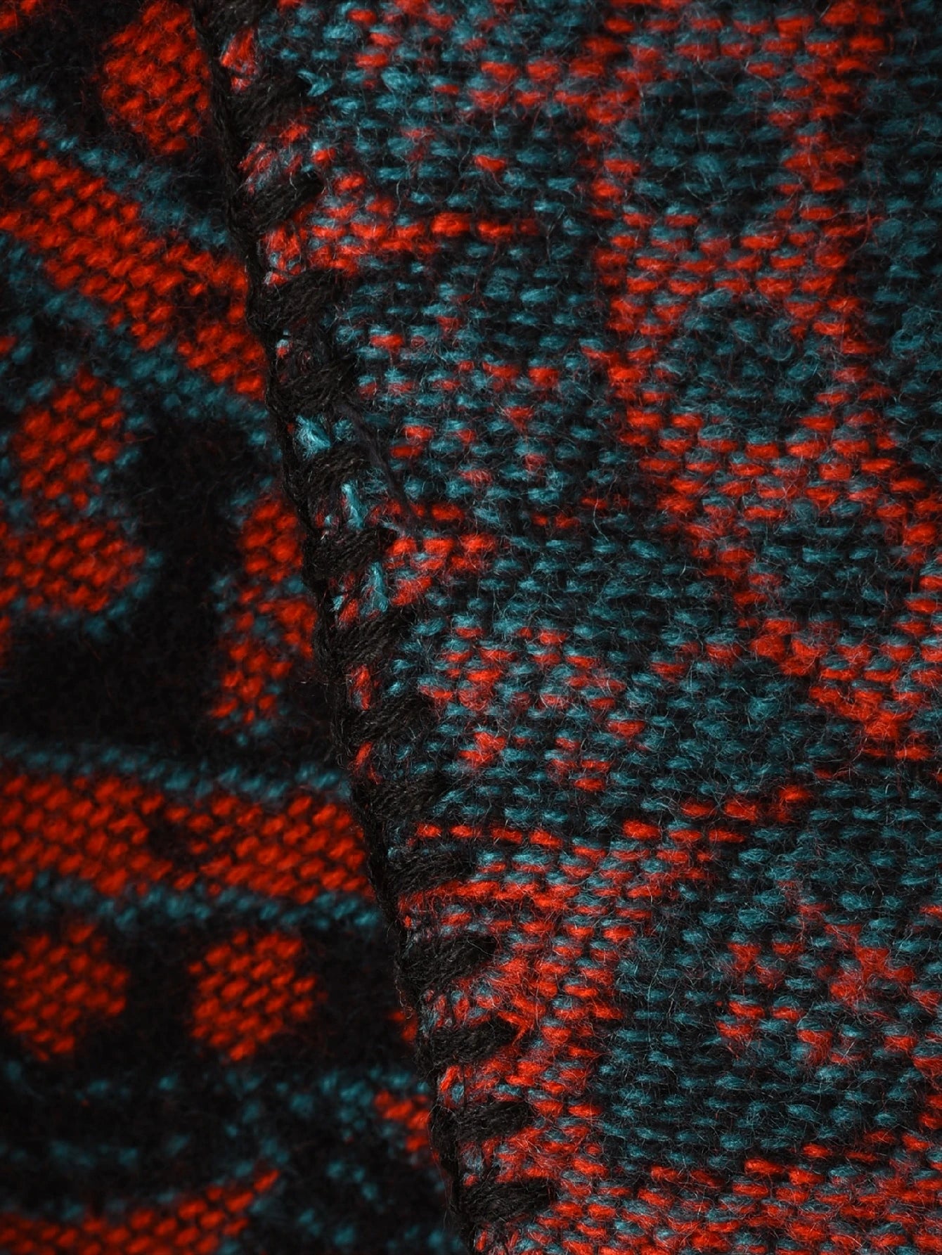 Dark Floral & Paisley Open-Front Poncho Shawl