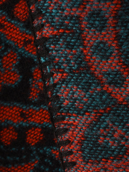 Dark Floral & Paisley Open-Front Poncho Shawl