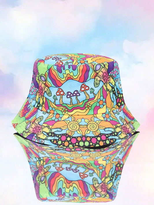 Mushroom Bucket Hat – Trippy Unisex Festival Hat
