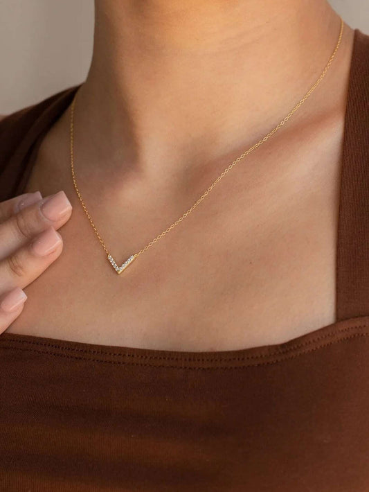 Chevron Diamond Necklace - Minimalist & Modern