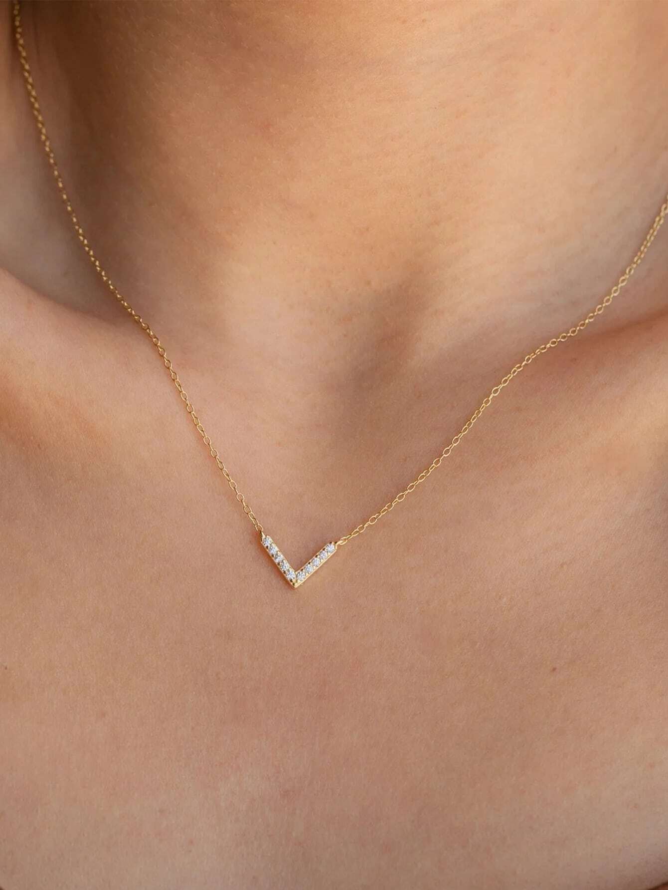 Chevron Diamond Necklace - Minimalist & Modern