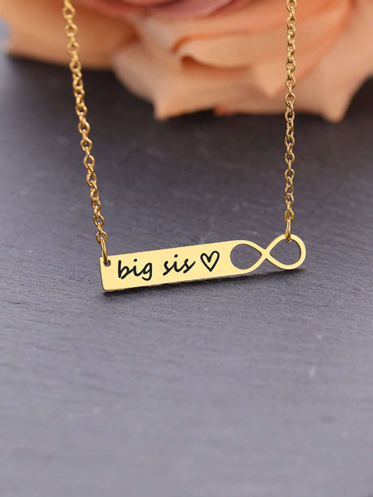 Gold-Plated "Big Sis" Infinity Pendant Necklace