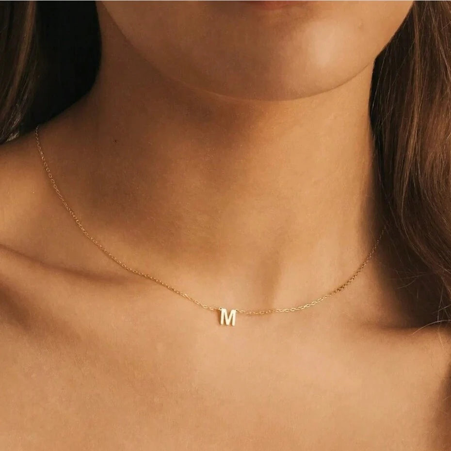 (A, H, M, N, R, S) Gold-Plated Minimalist Initial Necklace