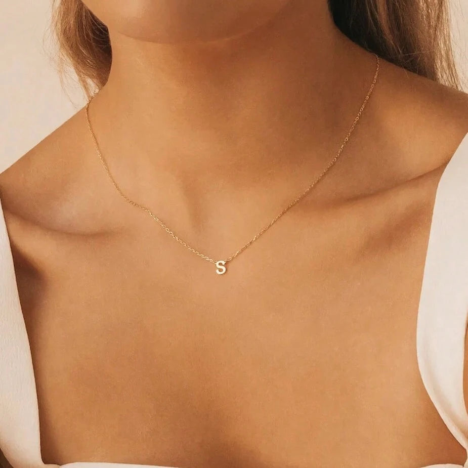 (A, H, M, N, R, S) Gold-Plated Minimalist Initial Necklace