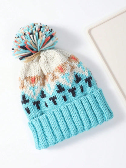 Cozy Nordic Knit Beanie with Pom-Pom
