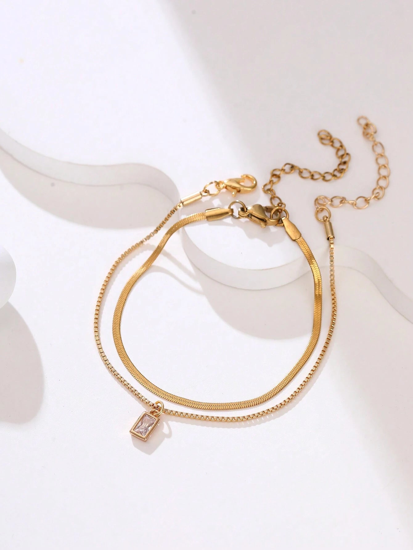 Minimalist Lock & Chain Bracelet Set