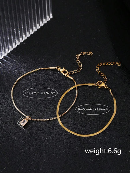 Minimalist Lock & Chain Bracelet Set