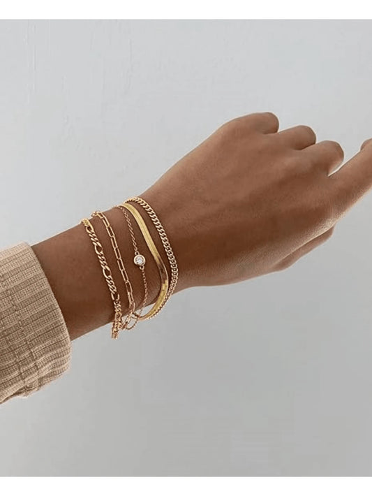 Elegant 5-Piece Gold Bracelet Set