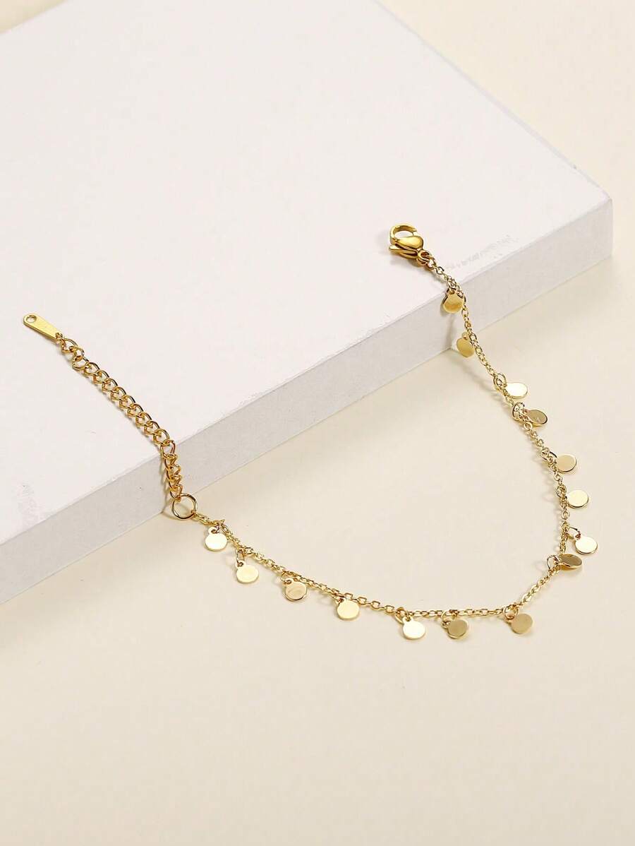 Elegant Adjustable Gold-Tone Disc Charm Bracelet