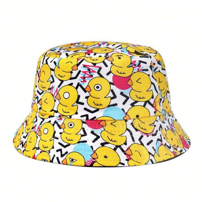 Playful Duck Pattern Bucket Hat – Unisex Street Style