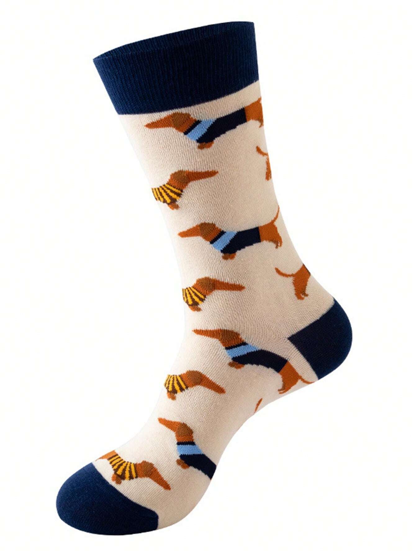 37-44 Fun Dachshund Dog Pattern Socks - Crew Cut