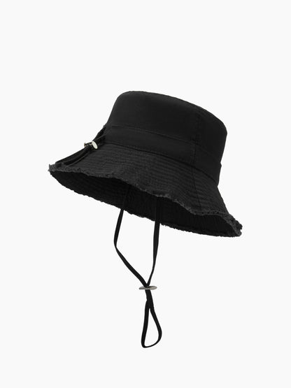 Black 100% Cotton Bucket Hat with Adjustable Strap