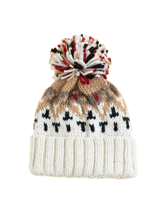 Handmade Cozy Nordic Knit Beanie with Pom-Pom