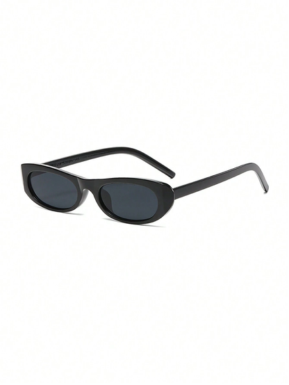 Sleek Black Retro Oval Sunglasses