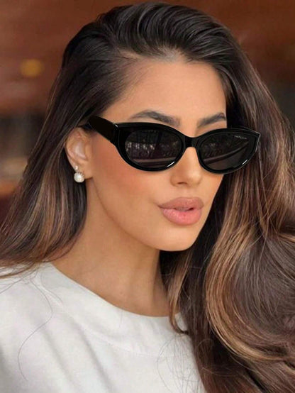 Edgy Black Angular Frame Sunglasses