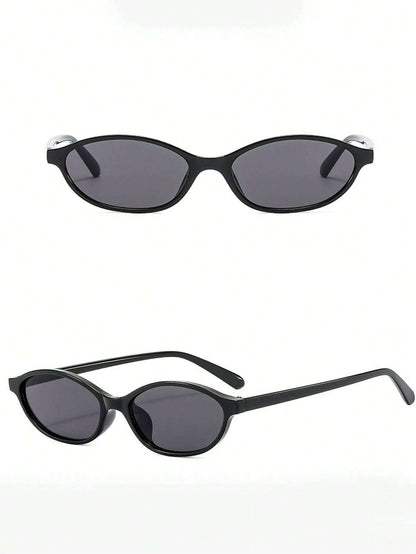 Trendy Black Oval Retro Sunglasses