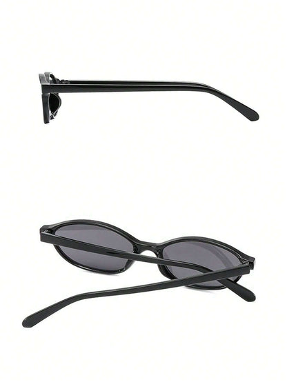 Trendy Black Oval Retro Sunglasses