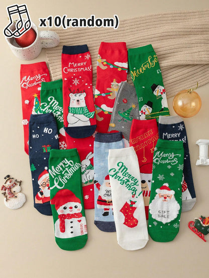37- 40 - 10 Pairs of Christmas Cheer Socks