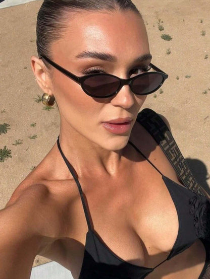 Trendy Black Oval Retro Sunglasses