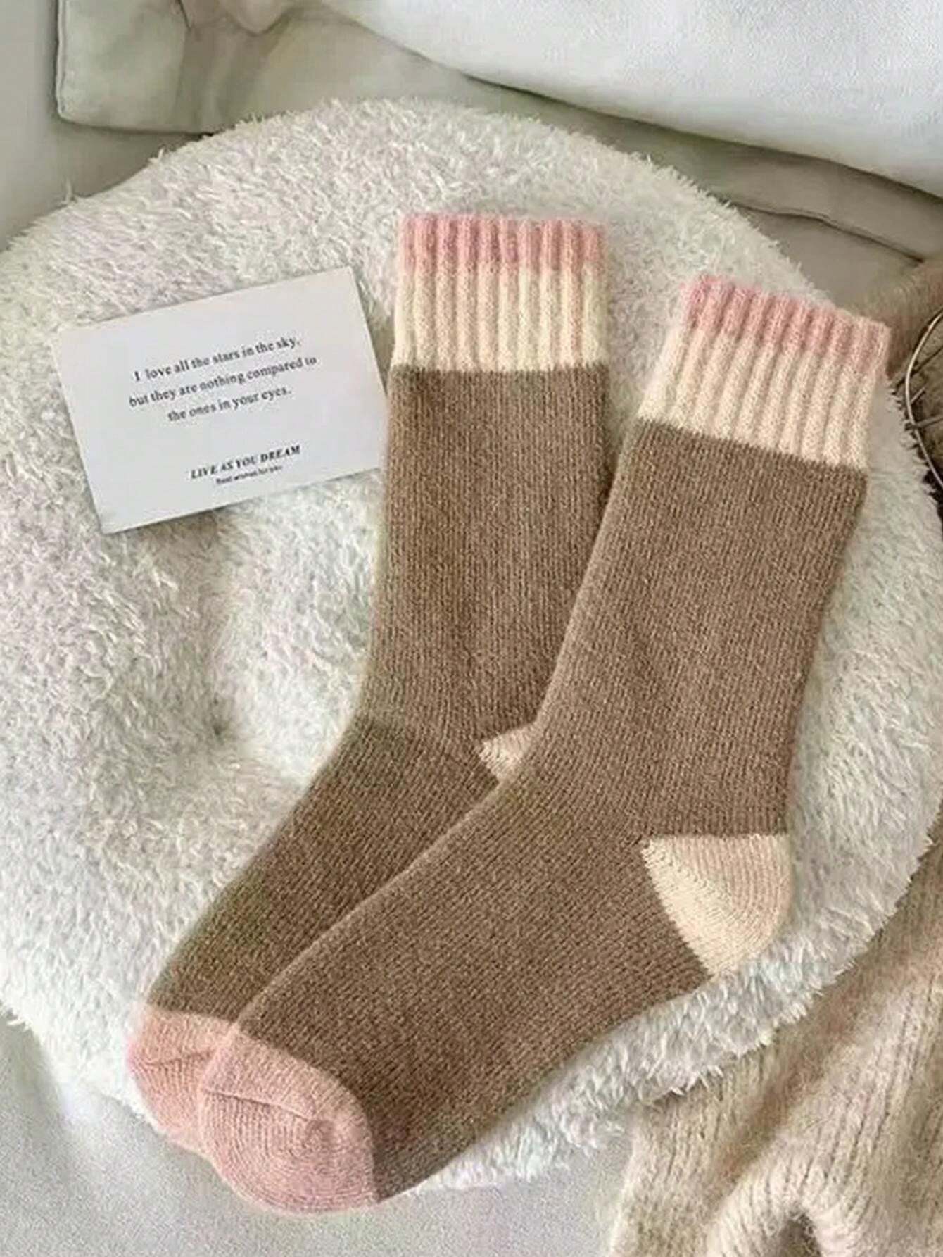 36-39EU - Cozy Autumn Knit Socks - Set of 4 Warm & Stylish Pairs