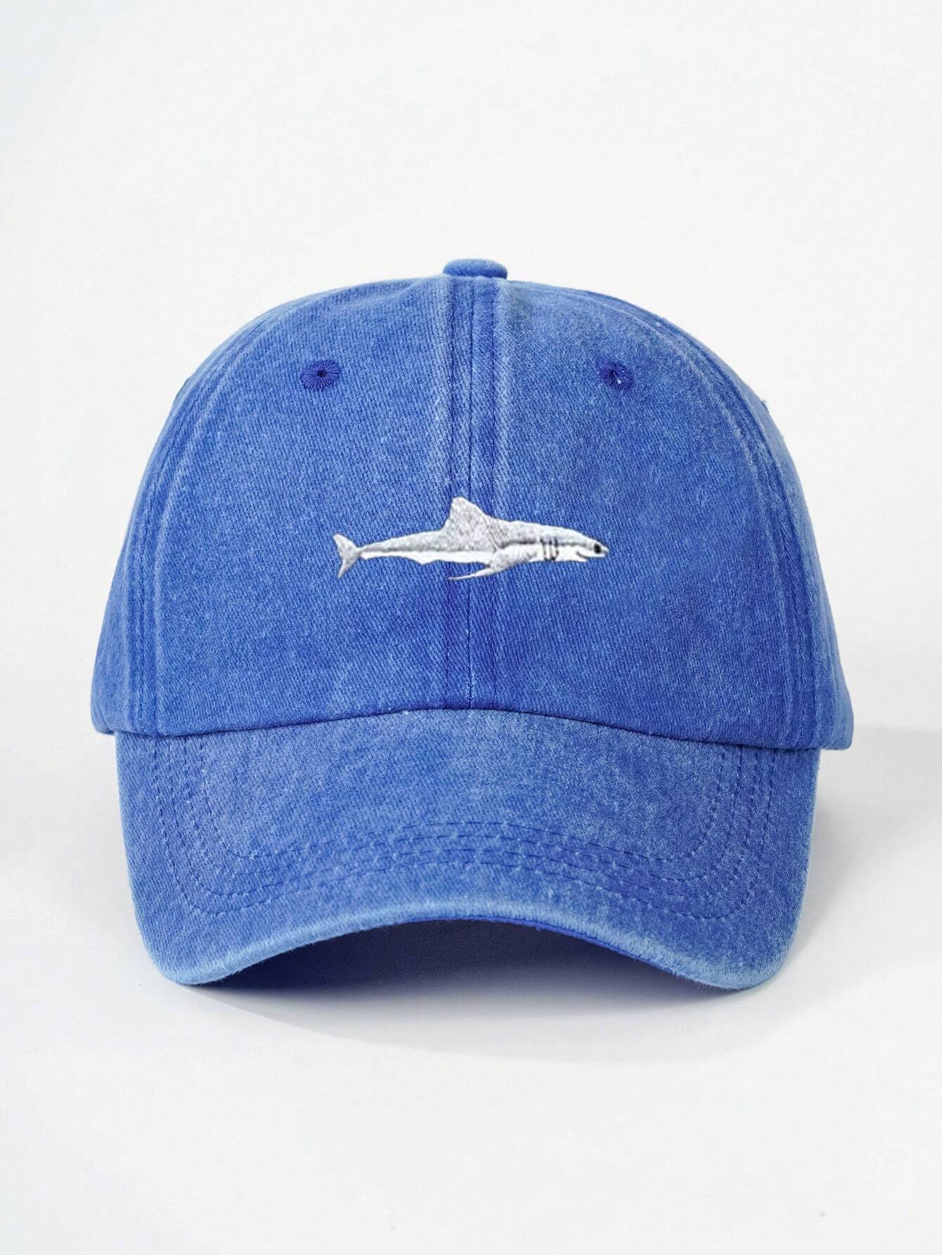 Vintage Washed Shark Embroidered Cap – Casual Streetwear