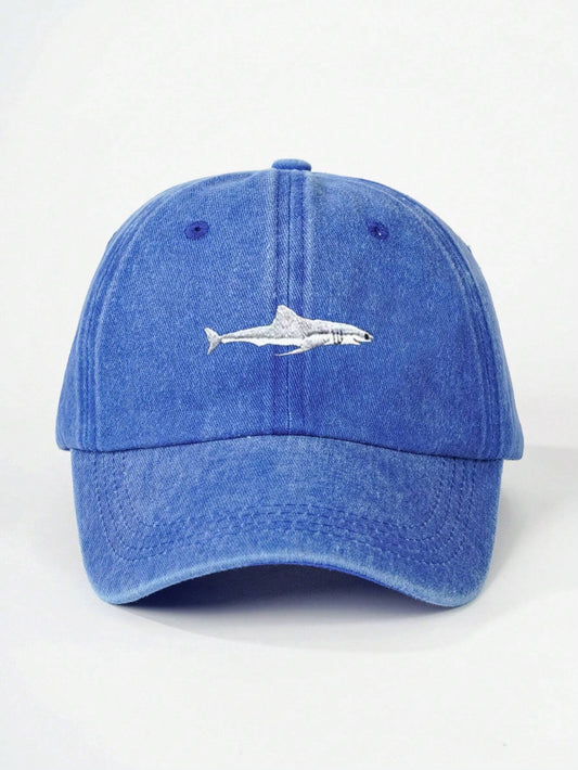 Vintage Washed Shark Embroidered Cap – Casual Streetwear