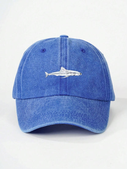 Vintage Washed Shark Embroidered Cap – Casual Streetwear
