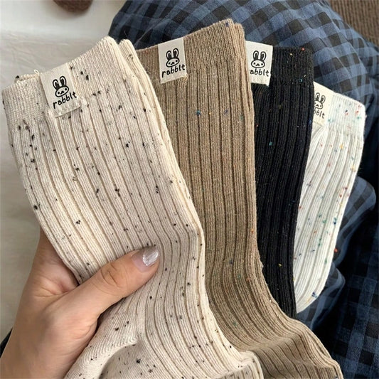 Cozy Speckled Ribbed Socks – 4 Colors (EU 36–40)