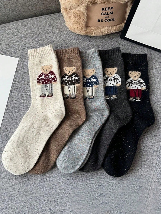 37-41 EU Cozy Teddy Bear Ankle Socks - Cute & Comfy Knitwear