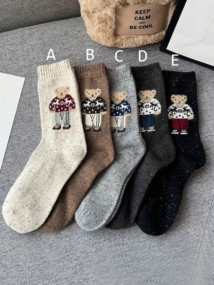 37-41 EU Cozy Teddy Bear Ankle Socks - Cute & Comfy Knitwear
