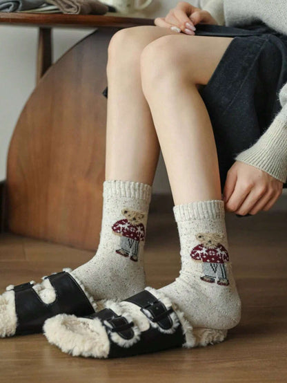 37-41 EU Cozy Teddy Bear Ankle Socks - Cute & Comfy Knitwear