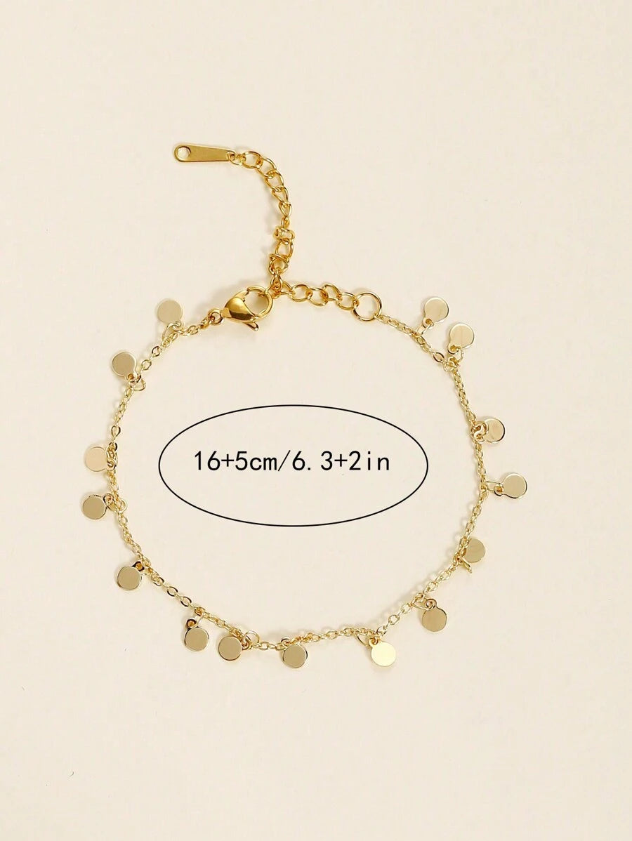 Elegant Adjustable Gold-Tone Disc Charm Bracelet