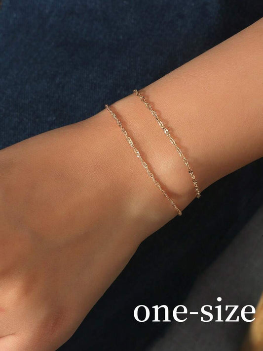 Gold Chain Bracelet Set - Minimalist & Layered