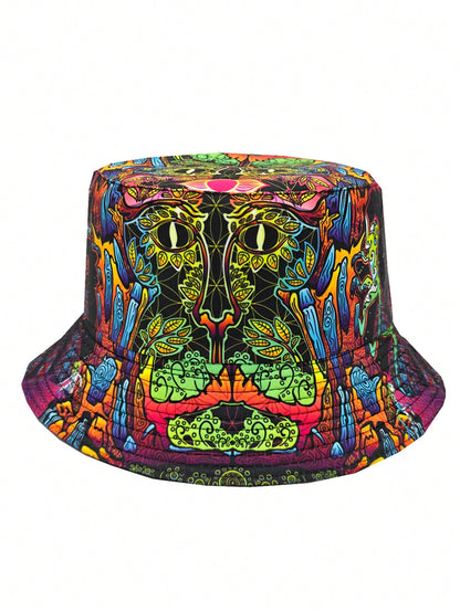 Psychedelic Cat Eyes Bucket Hat – Trippy Festival Vibes