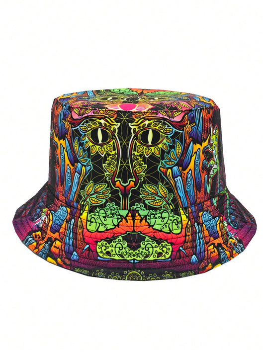 Psychedelic Cat Eyes Bucket Hat – Trippy Festival Vibes