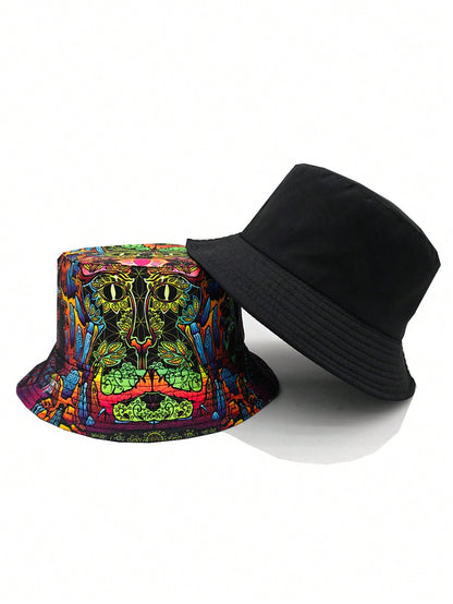 Psychedelic Cat Eyes Bucket Hat – Trippy Festival Vibes