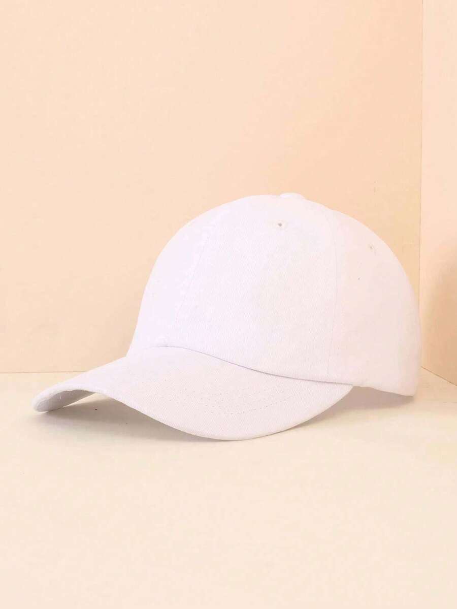Classic Solid Color Cotton Baseball Cap - Adjustable Dad Hat (Black & White)