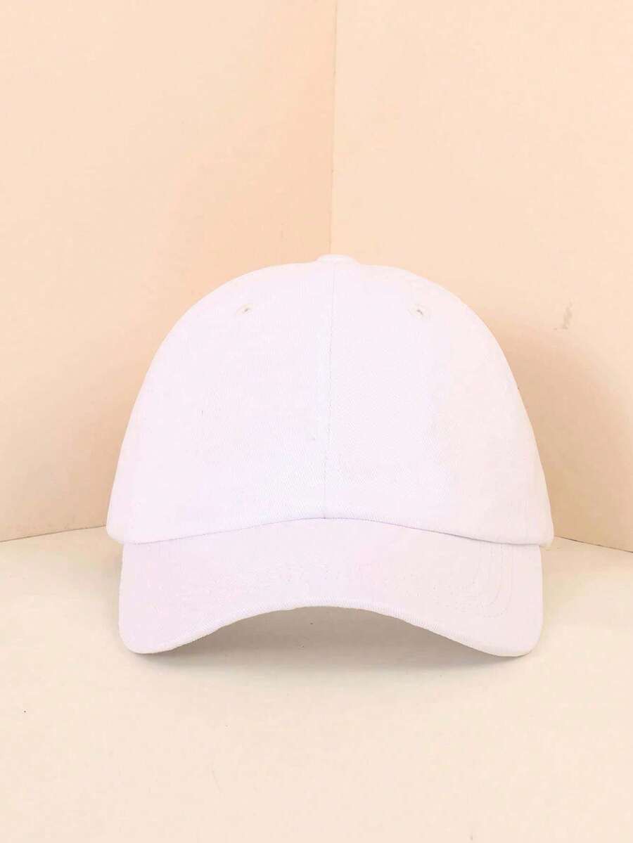 Classic Solid Color Cotton Baseball Cap - Adjustable Dad Hat (Black & White)