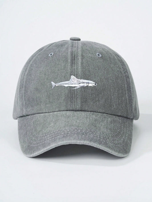 Vintage Washed Shark Embroidered Cap – Casual Streetwear
