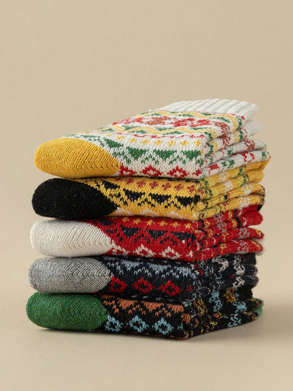 35-39 EU - FrostBloom™ Winter Knit Socks – 5 Cozy Colorways
