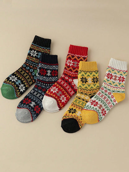 35-39 EU - FrostBloom™ Winter Knit Socks – 5 Cozy Colorways