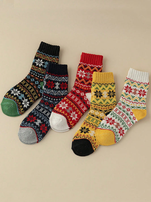 35-39 EU - FrostBloom™ Winter Knit Socks – 5 Cozy Colorways