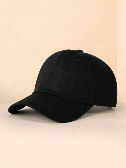 Classic Solid Color Cotton Baseball Cap - Adjustable Dad Hat (Black & White)